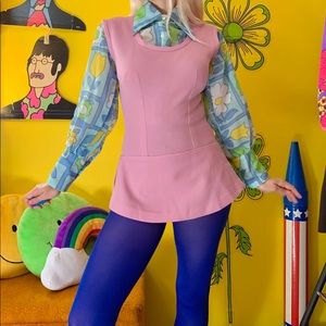 Vintage 60s 70s lilac skirted bodysuit S